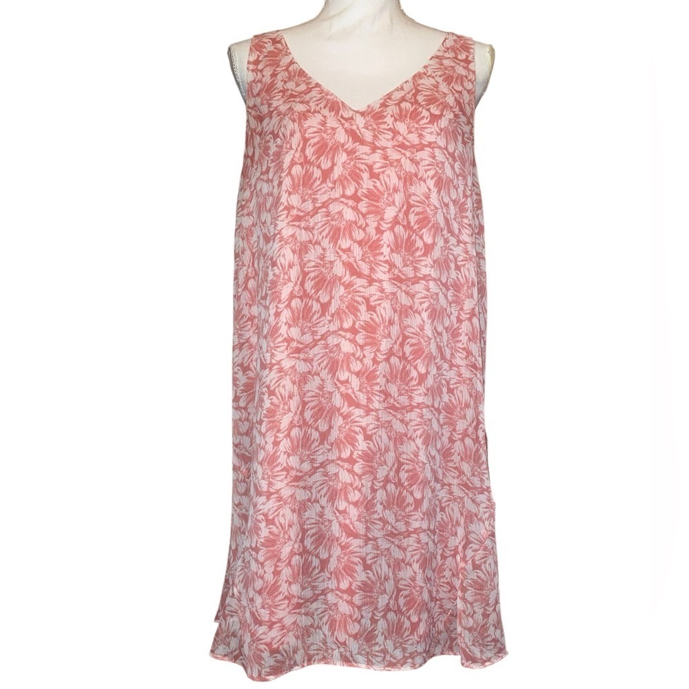 CHARLES HENRY Floral Pattern Tank Mini Dress Pink/Coral & White Size Medium
